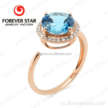 Blue Topaz 14k 2 грамм Золотое кольцо Дизайн